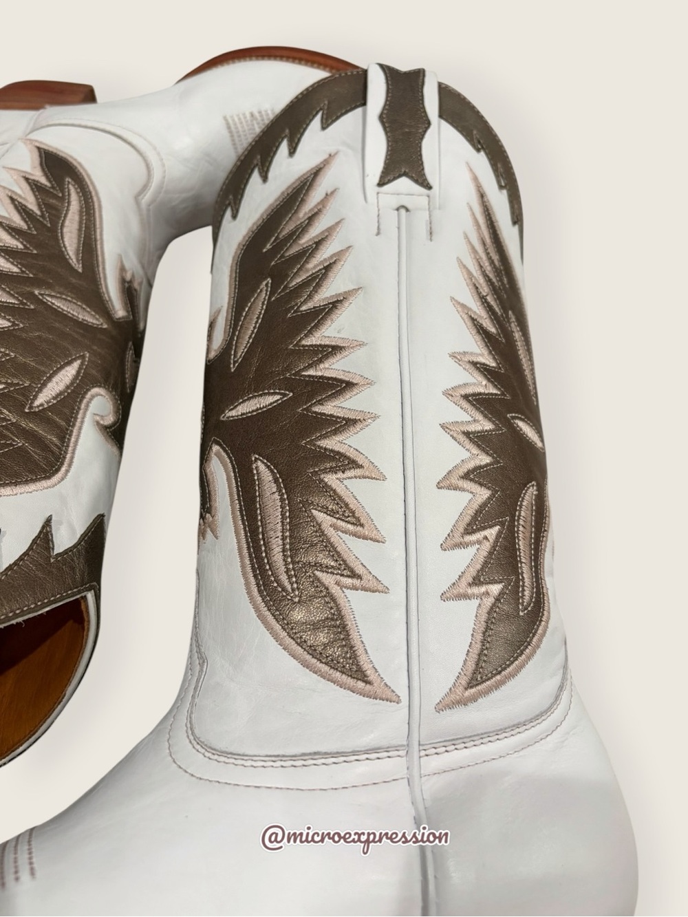 RARE Frye Billy Phoenix/Eagle Bird Indie Pull On Aztec White Leather Cowboy Boot - Picture 8 of 11